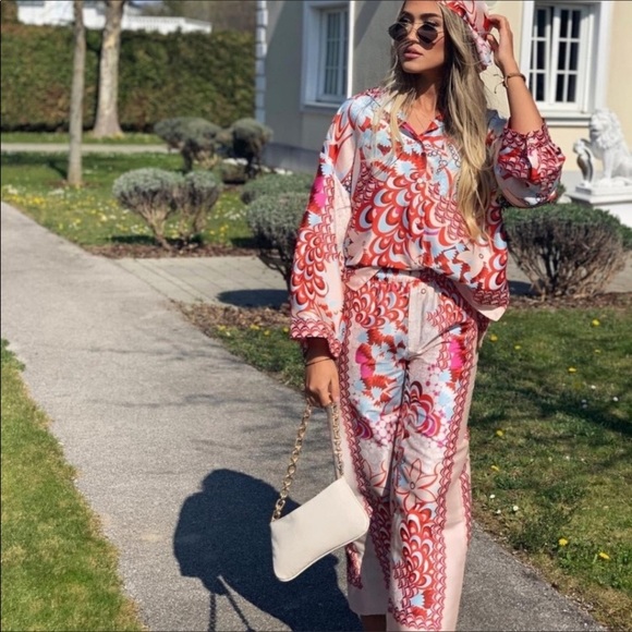 LAST ONE NWT Zara Flowy Patchwork Pants - Picture 8 of 17